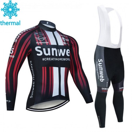 Tenue Cycliste Manches Longues et Collant à Bretelles 2020 Team Sunweb Hiver Thermal Fleece N003